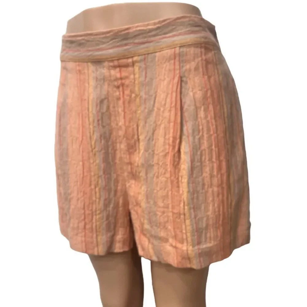 Madewell Clean Pull-On Shorts in Herringbone Stripe, Orange-multi